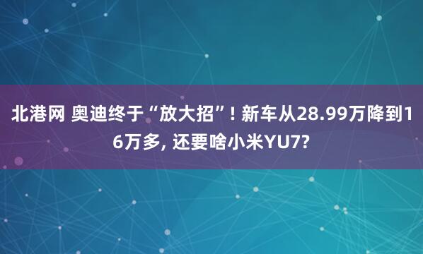 北港网 奥迪终于“放大招”! 新车从28.99万降到16万多, 还要啥小米YU7?