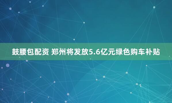 鼓腰包配资 郑州将发放5.6亿元绿色购车补贴